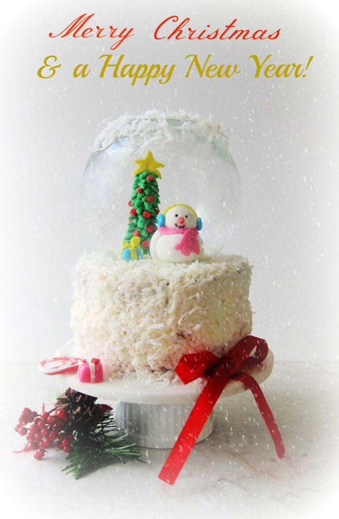 eggless red velvet cake/snow globe cake