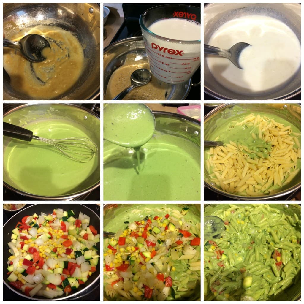 spinach cream pasta composition