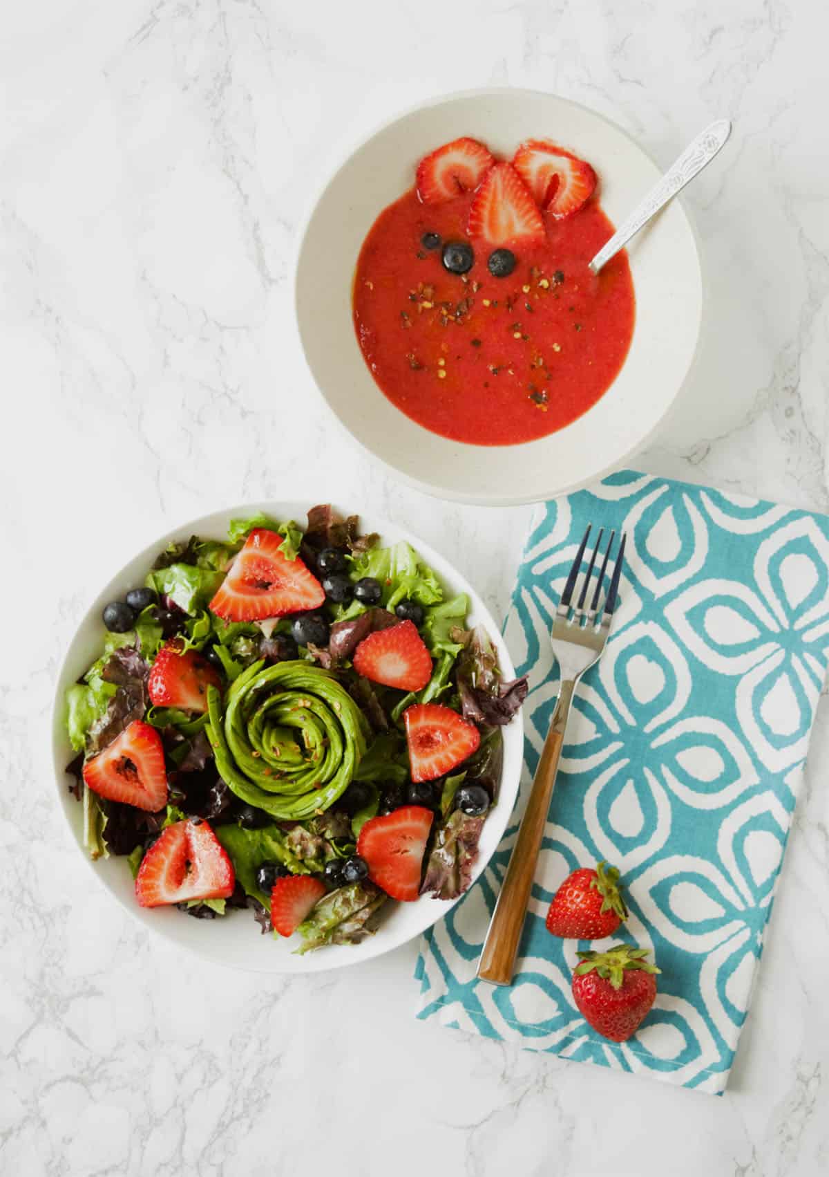 Vegan summer berry salad with strawberry balsamic vinaigrette
