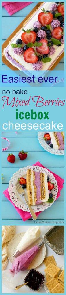 Mixed berries icebox cheesecake #eggless #party #dessert #nobake #cheesecake