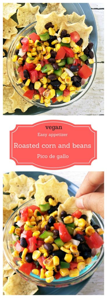 Vegan roasted corn and beans pico de gallo #mexican #appetizer #partysnack
