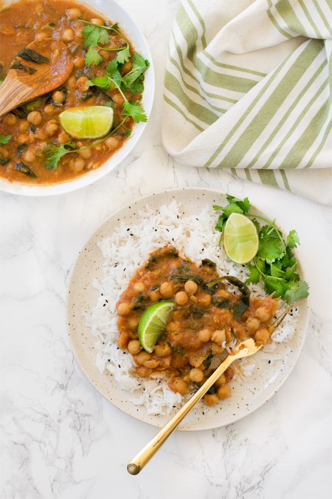 Instant Pot chickpea curry spinach chana masala