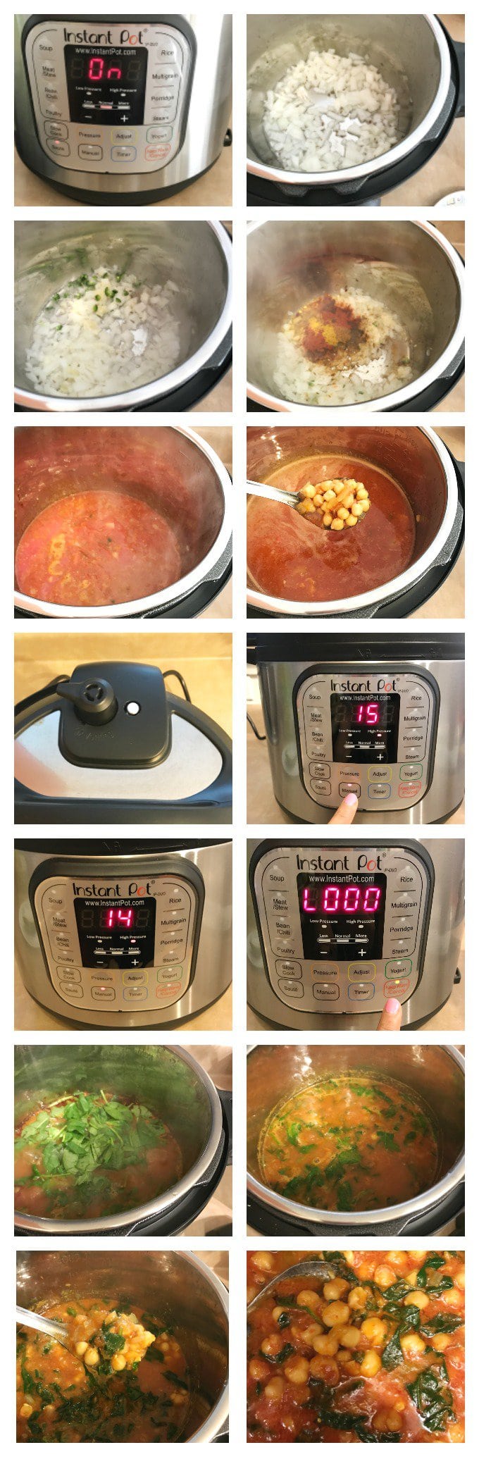 Instant Pot chickpeas curry spinach chana masala