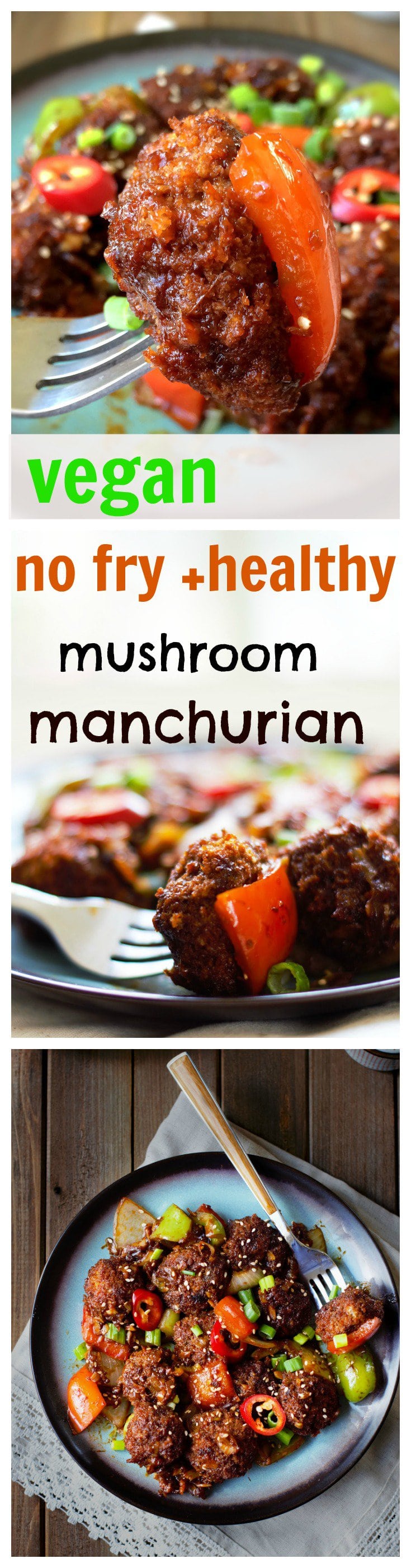 No fry vegan mushroom manchurian - indo chinese