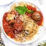 spaghetti with ricotta cheese balls aglio e olio sauce