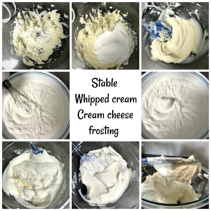 Sturdy whipped cream cream cheese frosting for piping swirls on cake