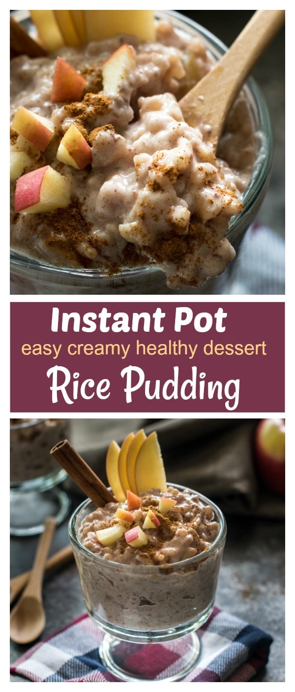 Less than 10 ingredients and a touch of button is All you need to make this healthy vegan creamy rice pudding. It smells and tastes so good. You won't blieve it's vegan and sugar free. #instantpotdessert #instantpotrecipe #veganinstantpotrecipe