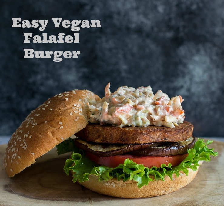 Vegan coleslaw falafel burger