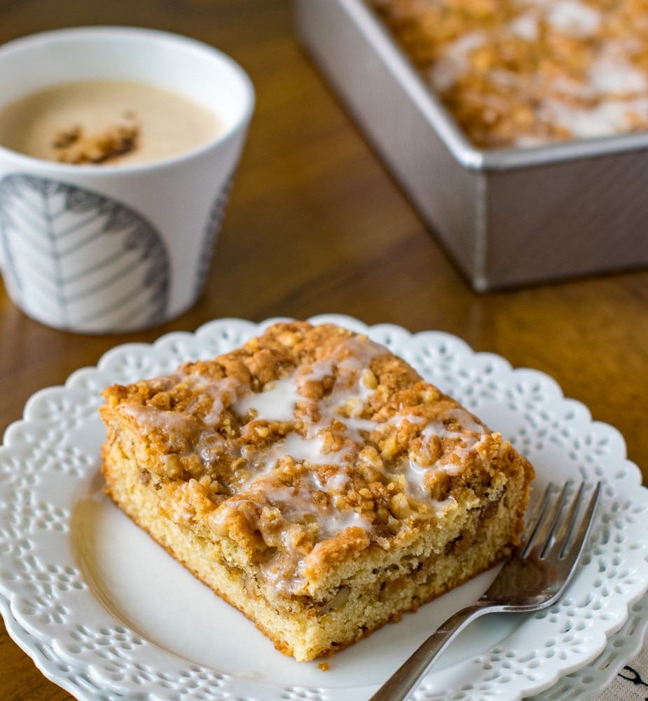 Eggless Coffee Cake with walnut streusel topping