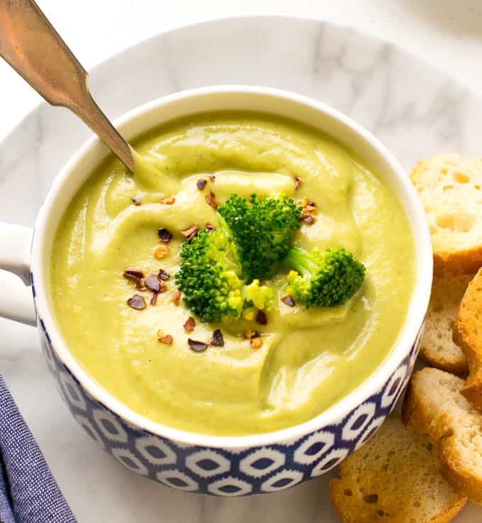Creamy broccoli cauliflower soup