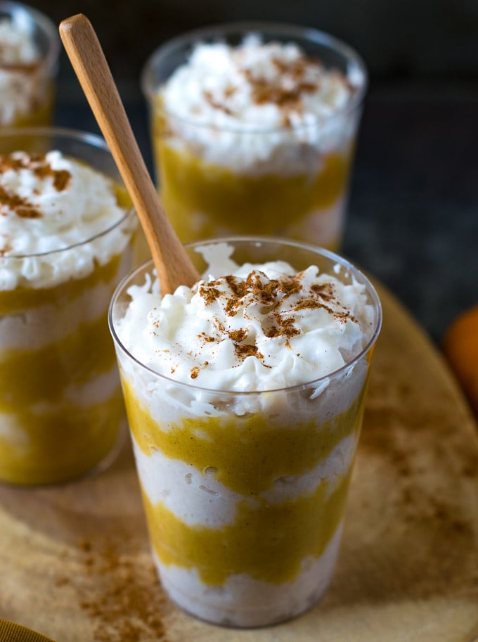 Pumpkin Pie Rice Pudding Trifle with a spoon