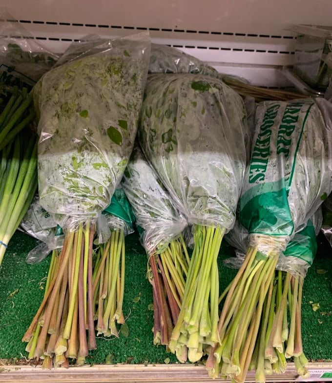 Moringa leaves wrapped in plastic wrap sold in Indian grocery stores.