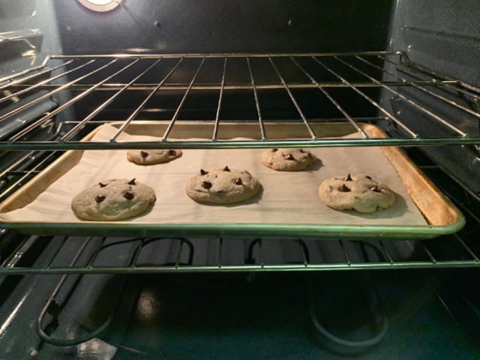 Cookies baking in an oven 