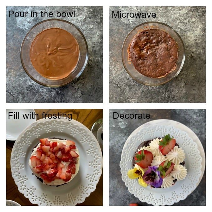 Steps in making eggless microwave cake 