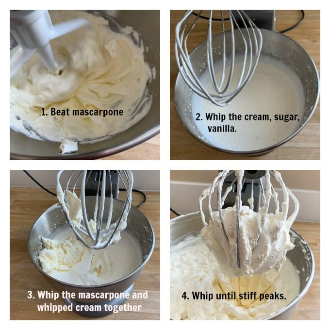 Step by step making of mascarpone cheese frosting