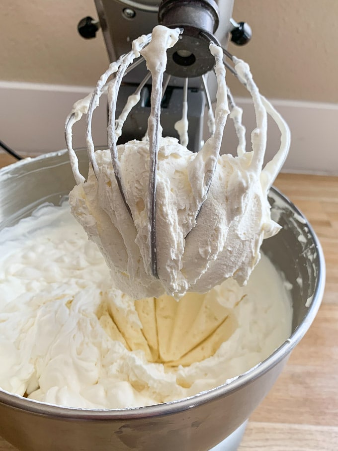 Mascarpone cheese whipped in a stand mixer