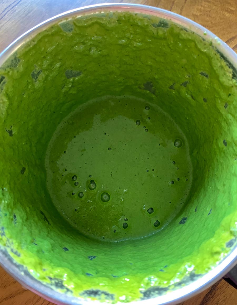 Cilantro chutney blended in a mixer 