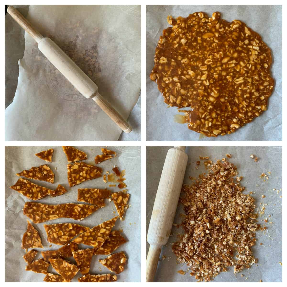 butterscotch praline crushed with a rolling pin