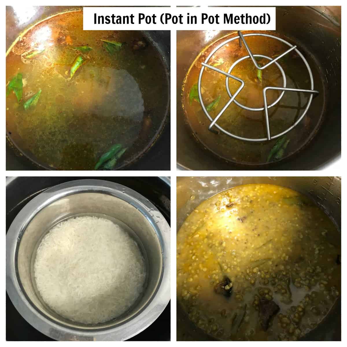 Steps in making green moong dal in an instant pot with rice