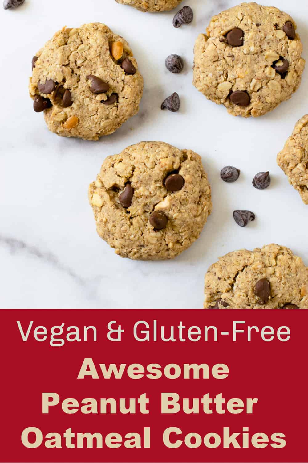 Vegan and gluten free healthy oatmeal cookies on a white board