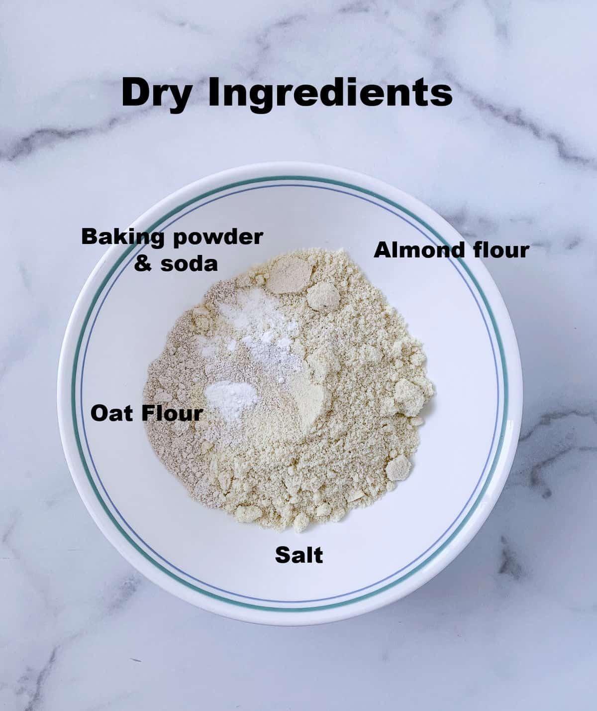 Dry ingredients to make cookies placed in a bowl