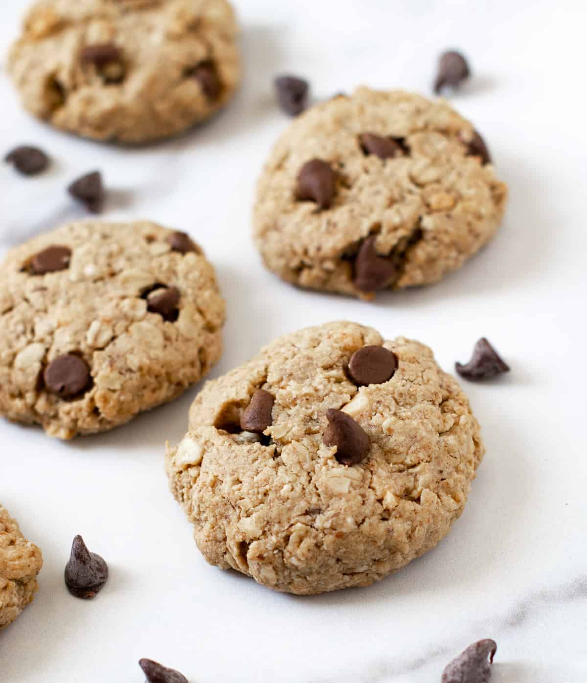 Peanut butter oatmeal cookies with chocolate chips