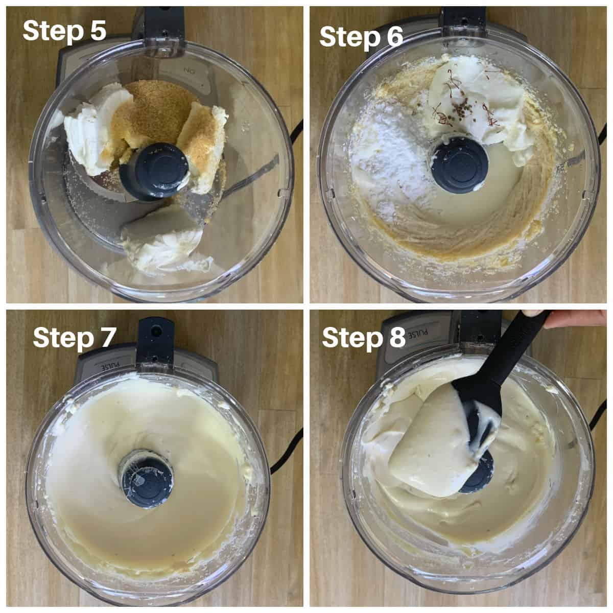 Adding cream cheese and sugar to the food processor