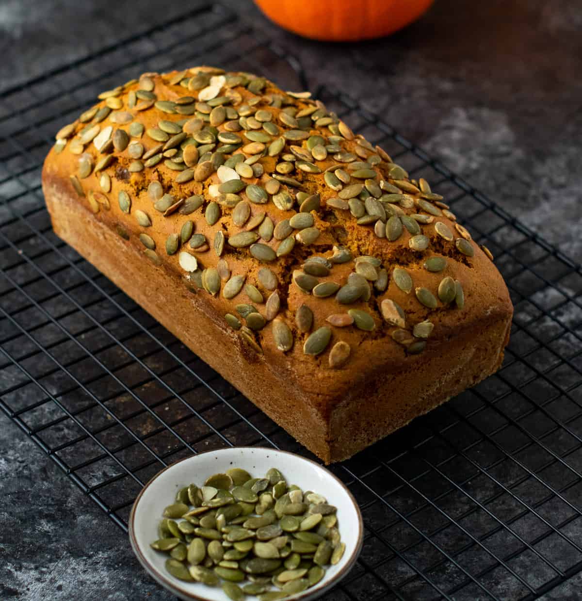 Cooling the pumpkin bread on a rack