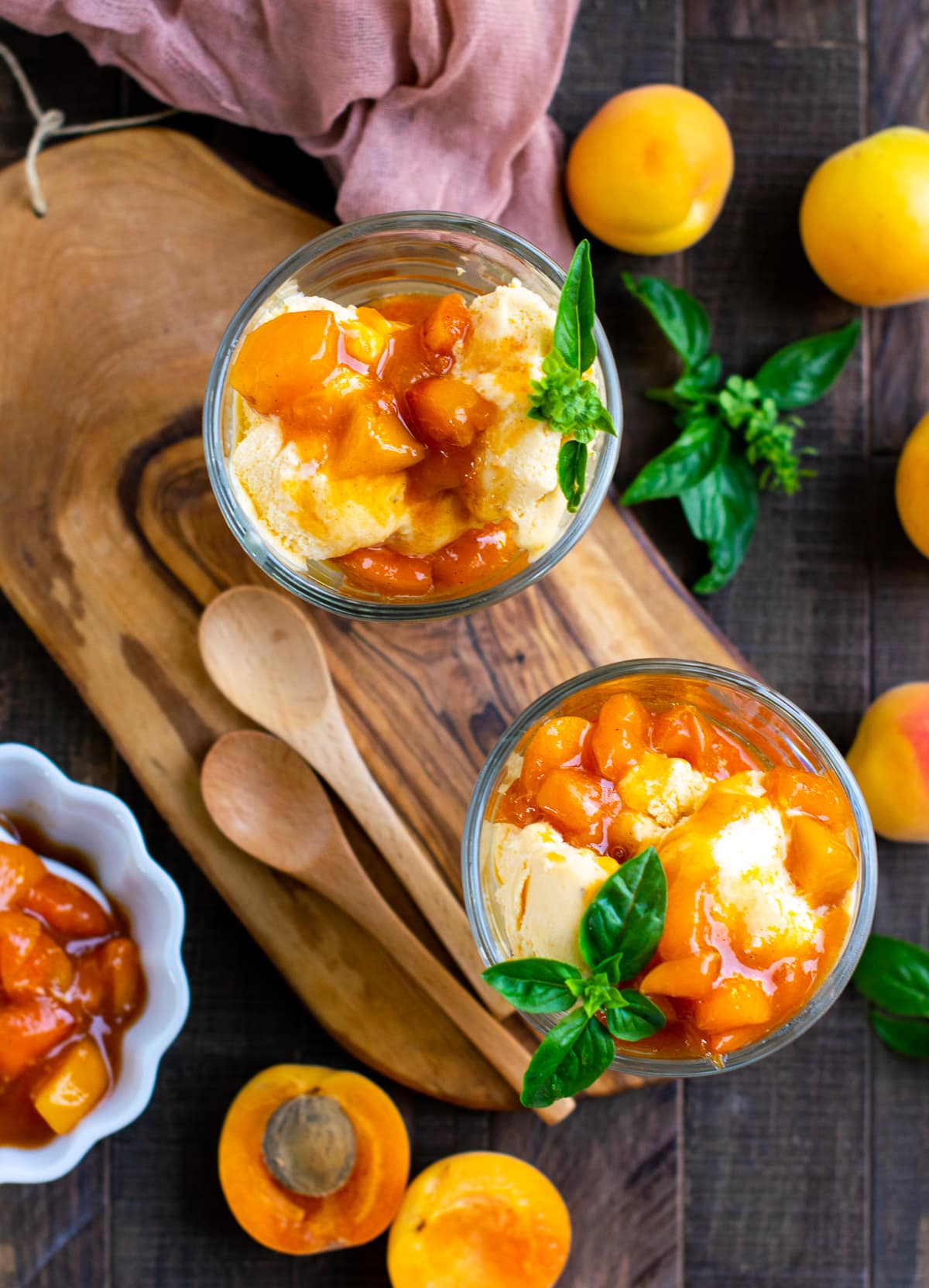 Fresh apricot icecream topped with macerated apricots