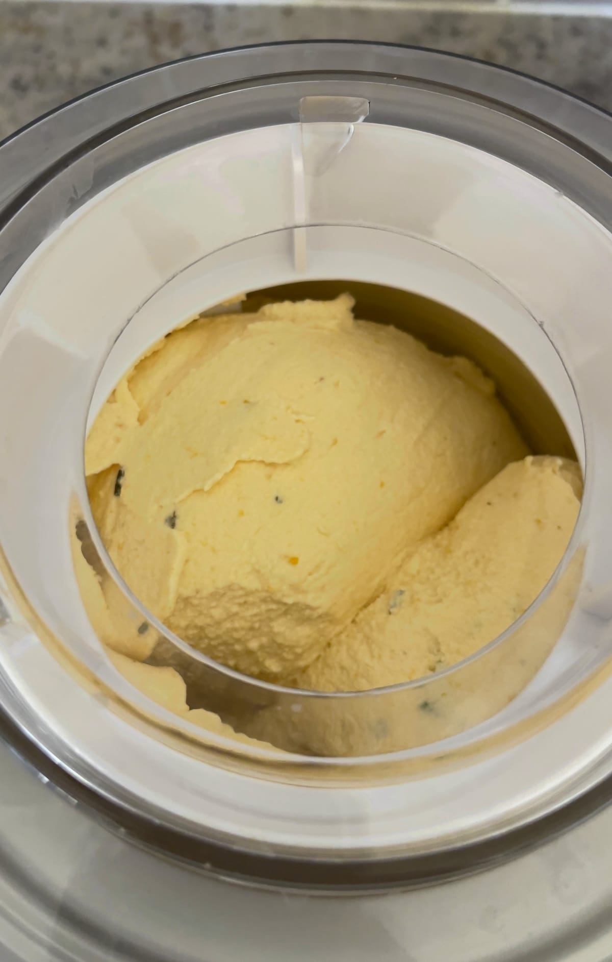 churning ice cream in the machine