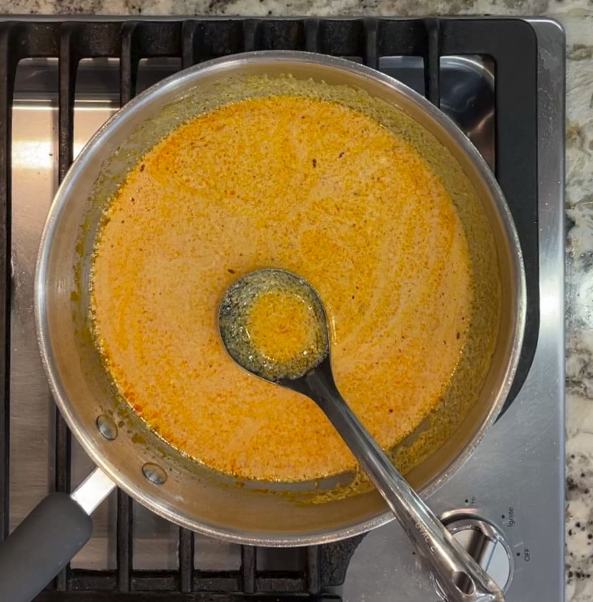 making besan gatta kadhi in a pan