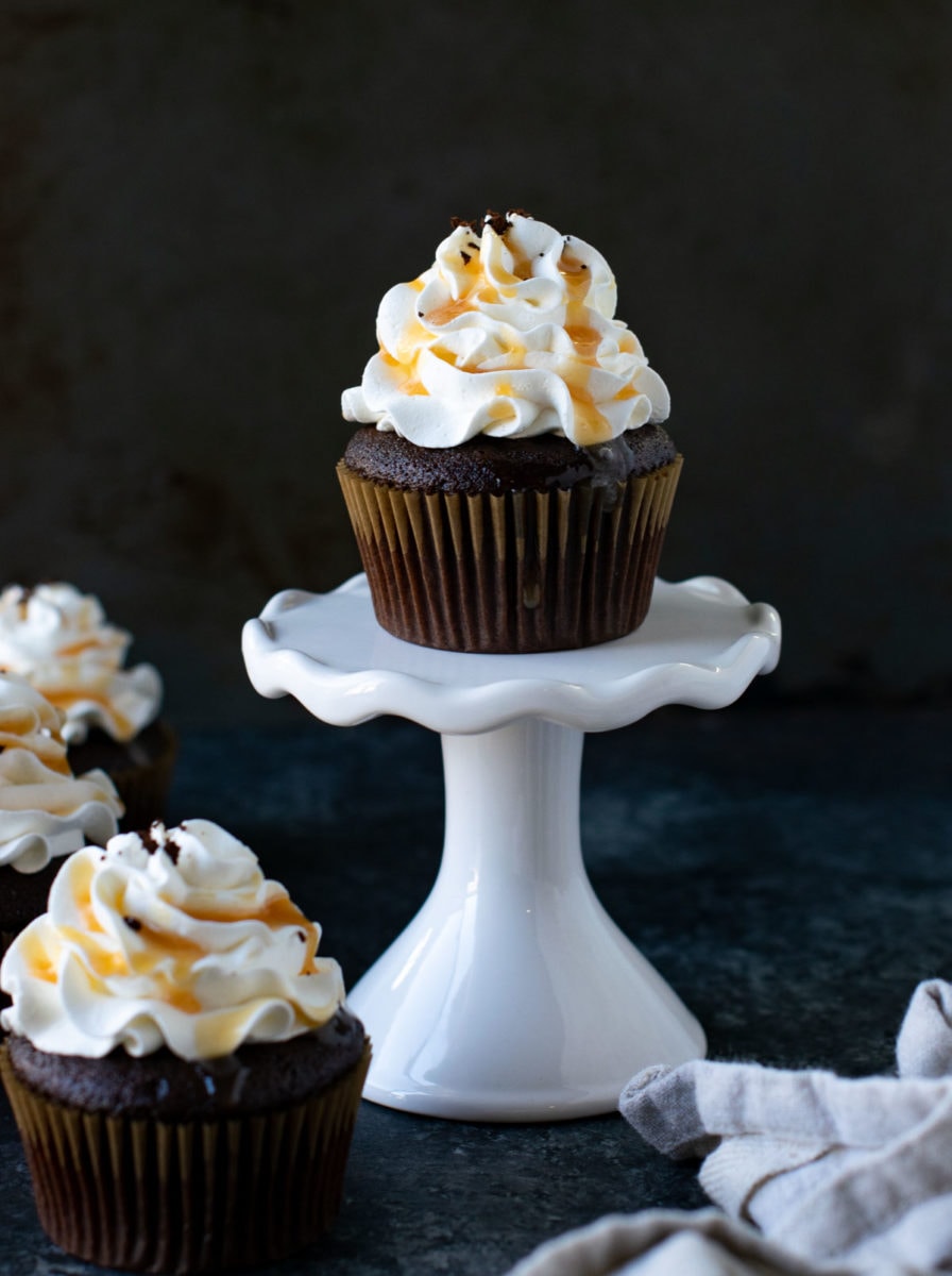 Salted caramel mocha cupcakes ready to be served. 
