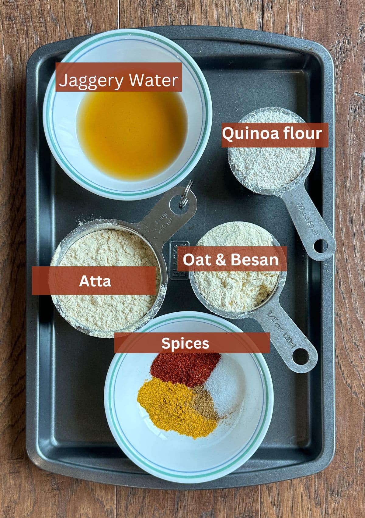 Ingredients to make moong methi theplas.
